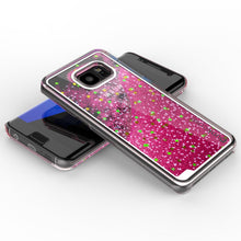 Load image into Gallery viewer, S7 Edge Case, PunkCase LIQUID Pink Series, Protective Dual Layer Floating Glitter Cover (Color in image: green)