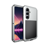 Load image into Gallery viewer, Étui en métal Galaxy S24, Coque blindée de qualité militaire résistant aux chocs, Corps complet rigide, Argenté.