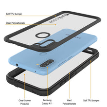 Load image into Gallery viewer, Étui étanche Galaxy A11 PunkCase StudStar Noir mince 6,6 pieds sous l'eau IP68, résistant aux chocs et à la neige.
