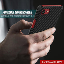 Charger l'image dans la galerie, Étui pour iPhone SE 2022 (4,7 pouces), Punkcase CarbonShield Jet Black avec verre trempé de 0,3 mm.