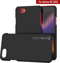 Charger l'image dans la galerie, Étui pour iPhone SE 2022 (4,7 pouces), Punkcase CarbonShield Jet Black avec verre trempé de 0,3 mm.