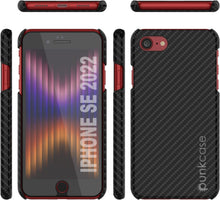 Charger l'image dans la galerie, Étui pour iPhone SE 2022 (4,7 pouces), Punkcase CarbonShield Jet Black avec verre trempé de 0,3 mm.