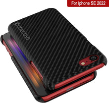 Charger l'image dans la galerie, Étui pour iPhone SE 2022 (4,7 pouces), Punkcase CarbonShield Jet Black avec verre trempé de 0,3 mm.