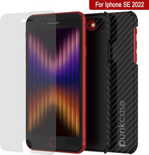 Charger l'image dans la galerie, Étui pour iPhone SE 2022 (4,7 pouces), Punkcase CarbonShield Jet Black avec verre trempé de 0,3 mm.