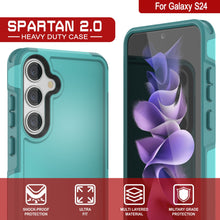 Charger l'image dans la galerie, Coque PunkCase pour Galaxy S24, Série Spartan 2.0, transparente et robuste avec couverture résistance en bleu clair.