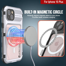 Charger l'image dans la galerie, Boîtier étanche en aluminium de la série iPhone 15 Plus Metal Extreme 2.0, avec protection d'écran intégrée, IP68, couleur blanche.