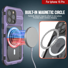 Charger l'image dans la galerie, Coque étanche en aluminium de la série Metal Extreme 2.0 pour iPhone 15 Pro avec protecteur d'écran intégré, couleur violette. IP68.