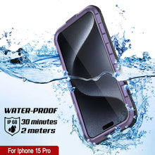 Charger l'image dans la galerie, Coque étanche en aluminium de la série Metal Extreme 2.0 pour iPhone 15 Pro avec protecteur d'écran intégré, couleur violette. IP68.