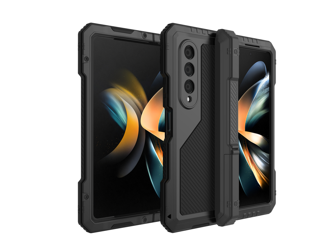 Étui en métal Galaxy Z Fold4, Coque robuste et résistance de qualité militaire, protégeant intégralement le corps en [bleu].