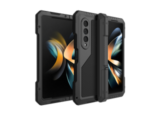 Galaxy Z Fold4 Étui en métal, Coque militaire robuste intégrale [Or]