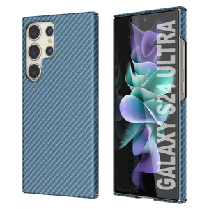 Galaxy S24 Ultra Case, Punkcase CarbonShield, Tourning Duty & Ultra Thin Cover [Shockproof] [Non Slip] [Bleu clair]