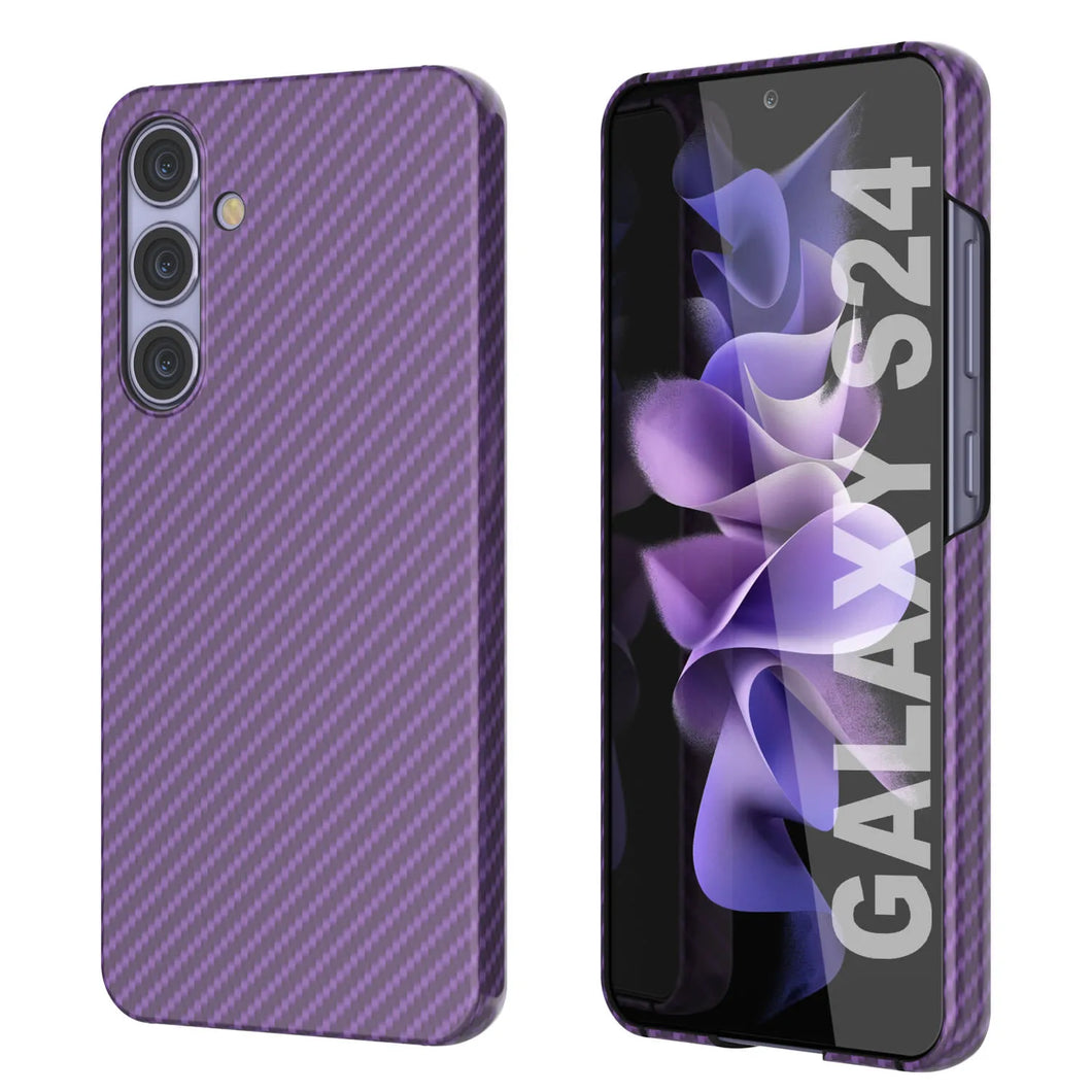 Case Galaxy S24, Punkcase CarbonShield, Hourd Duty & Ultra Thin Cover [Shockproof] [Non Slip] [Purple]