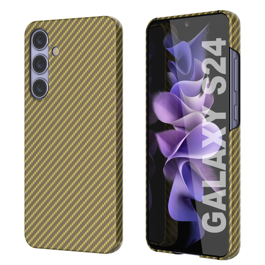 Case Galaxy S24, Punkcase CarbonShield, Hord Duty & Ultra Thin Cover [Shockproof] [Non Slip] [Yellow]