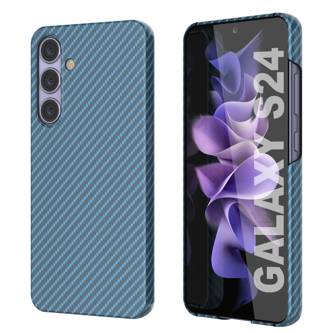 Case Galaxy S24, Punkcase CarbonShield, Hord Duty & Ultra Thin Cover [Shockproof] [Non Slip] [Bleu clair]