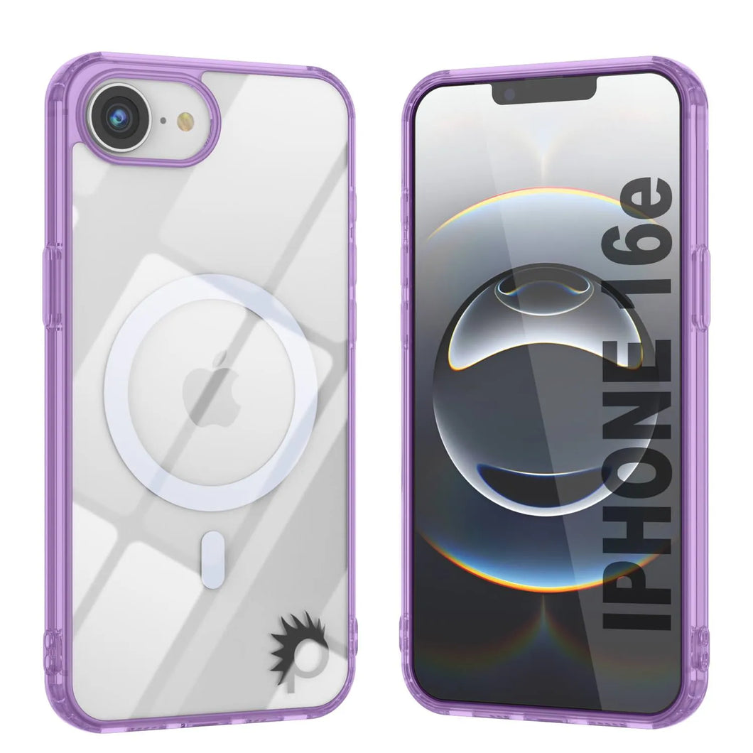 Punkcase iPhone 16e Magnetic Wireless Charging Case [Clearmag Series] [Purple]