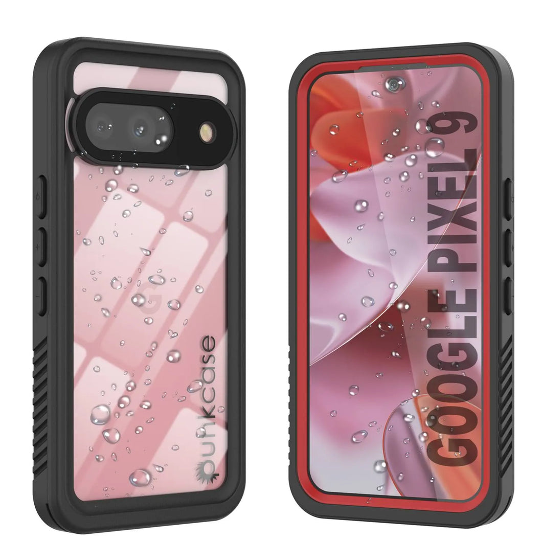 Cadre d'étanchéité Google Pixel 9, punkcase [Série Extreme] Couverture d'armure avec protecteur d'écran intégré [rouge]