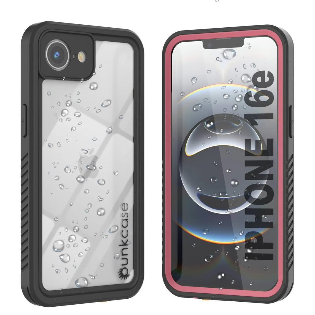 Coupe imperméable de l'iPhone 16E, couvercle d'armure Punkcase [série Extreme avec protecteur d'écran intégré [rose]