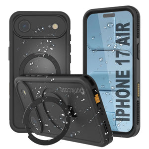 Coque étanche pour iPhone 17 Air [Série Kickstud 2.0] Housse de protection IP68 avec protecteur d'écran et béquille [Noir]