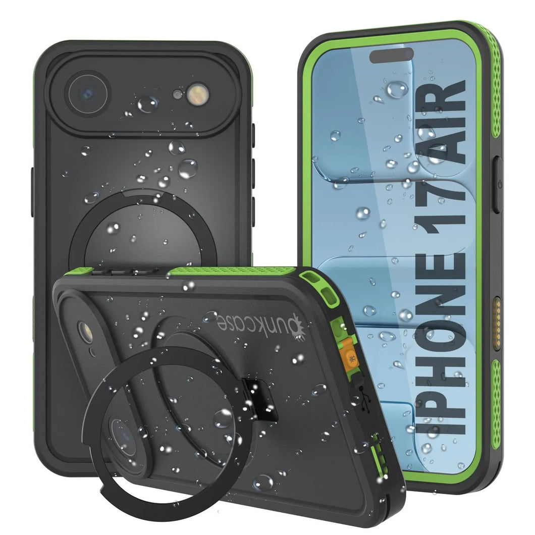 Coque étanche pour iPhone 17 Air [Série Kickstud 2.0] Housse de protection IP68 avec protecteur d'écran et béquille [Vert]