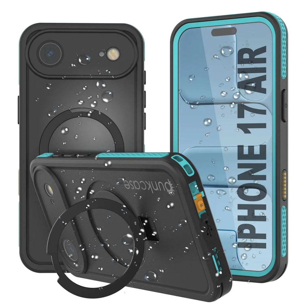 Coque étanche pour iPhone 17 Air [Série Kickstud 2.0] Housse de protection IP68 avec protecteur d'écran et béquille [Sarcelle]