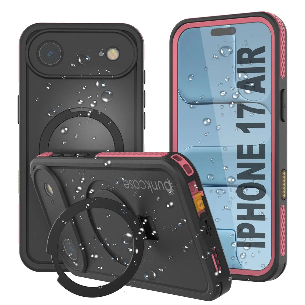 Coque étanche pour iPhone 17 Air [Série Kickstud 2.0] Housse de protection IP68 avec protecteur d'écran et béquille [Rose]