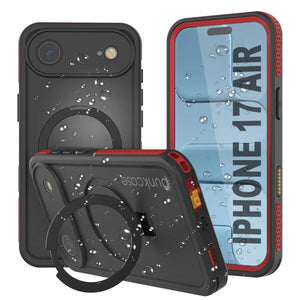 Coque étanche pour iPhone 17 Air [Série Kickstud 2.0] Housse de protection IP68 avec protecteur d'écran et béquille [Rouge]