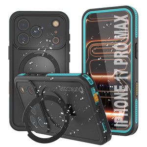 Coque étanche pour iPhone 17 Pro Max [Série Kickstud 2.0] Housse de protection IP68 avec protecteur d'écran et béquille [Sarcelle]