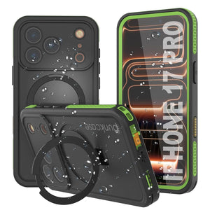 Coque étanche pour iPhone 17 Pro [Série Kickstud 2.0] Housse de protection IP68 avec protecteur d'écran et béquille [Vert]