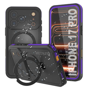 Coque étanche pour iPhone 17 Pro [Série Kickstud 2.0] Housse de protection IP68 avec protecteur d'écran et béquille [Violet]