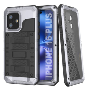 iPhone 16 Plus Metal Extreme 3.0 Série Aluminium Aluminium Aluminium IP68 W / Buillt en protecteur d'écran et kickstand [White]