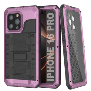 iPhone 16 Pro Metal Extreme 3.0 Série Aluminium Aluminium Aluminium IP68 W / Buillt en protecteur d'écran et kickstand [Pink]