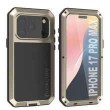 Charger l'image dans la galerie, Étui en métal iPhone 17 Pro Max, couverture d'armure de qualité militaire lourde [Proof] Full Body Hard [Gold]
