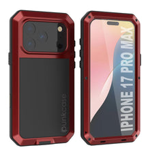 Charger l'image dans la galerie, Étui en métal iPhone 17 Pro Max, couverture d'armure de qualité militaire lourde [Proof] Full Body Hard [rouge]
