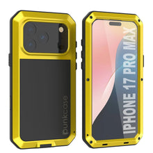 Charger l'image dans la galerie, Étui en métal iPhone 17 Pro Max, couverture d'armure de qualité militaire lourde [Proof] Full Body Hard [Jaune]
