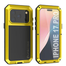 Charger l&#39;image dans la galerie, Étui iPhone 17 Pro Metal, couverture d&#39;armure de qualité militaire lourde [Proof] Full Body Hard [Jaune]
