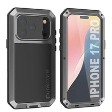 Charger l&#39;image dans la galerie, Étui iPhone 17 Pro Metal, couverture d&#39;armure de qualité militaire lourde [Proof] Full Body Hard [Silver]
