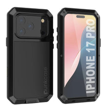 Charger l&#39;image dans la galerie, Étui iPhone 17 Pro Metal, couverture d&#39;armure de qualité militaire lourde [Proof] Full Body Hard [noir]
