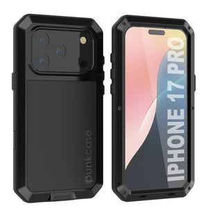 Étui iPhone 17 Pro Metal, couverture d'armure de qualité militaire lourde [Proof] Full Body Hard [noir]