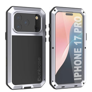 Étui iPhone 17 Pro Metal, couverture d'armure de qualité militaire lourde [Proof] Full Body Hard [White]