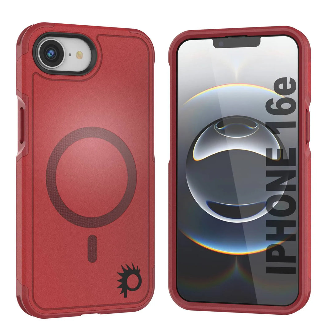 Punkcase iPhone 16e Case, [Spartan 2.0 Series] Couverture lourde robuste claire avec protecteur d'écran intégré [rouge]