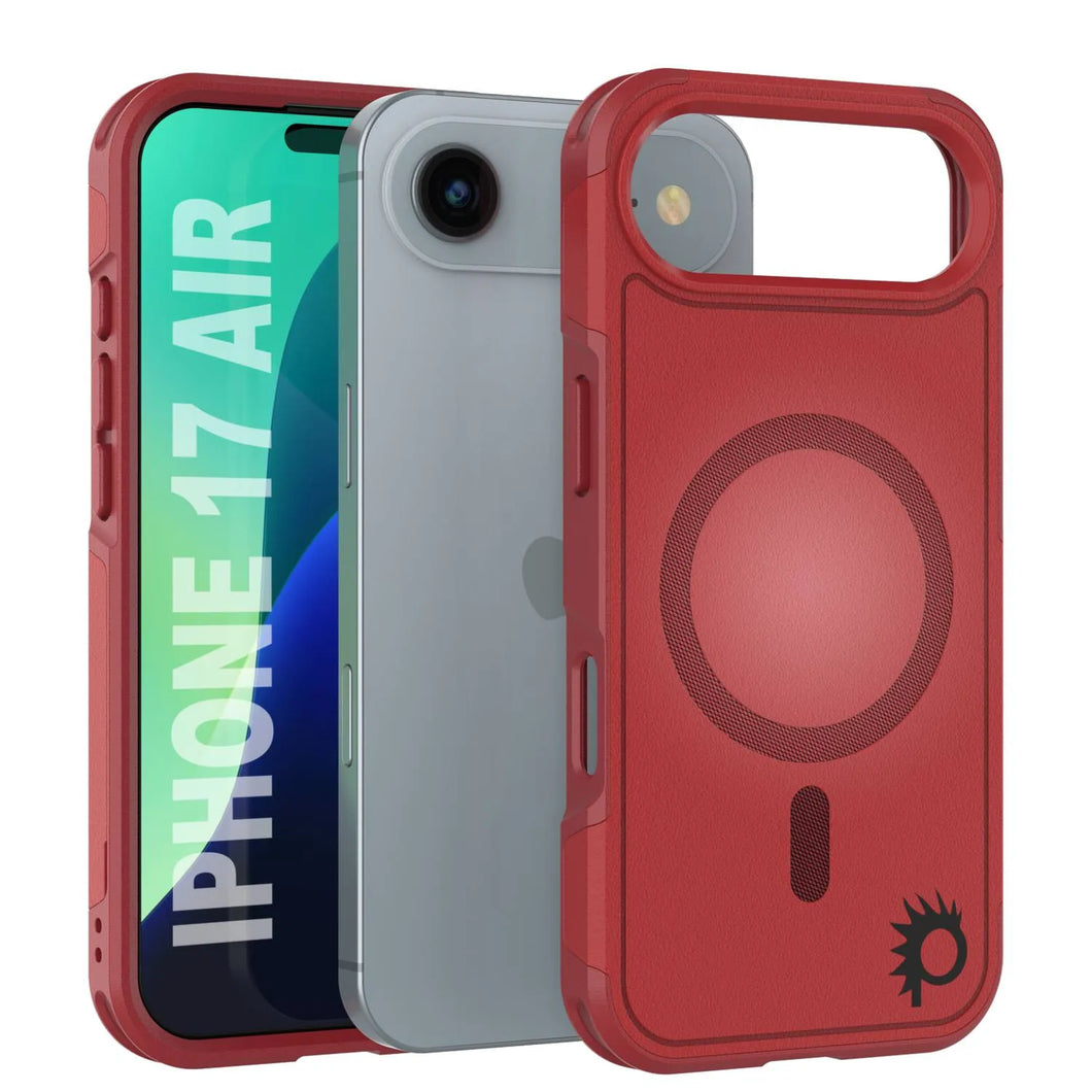 Punkcase iPhone 17 Air Case, [Spartan 2.0 Series] Couverture lourde robuste claire avec protecteur d'écran intégré [rouge]
