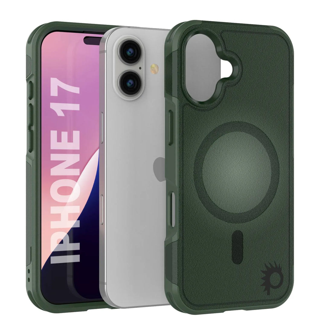 Punkcase iPhone 17 Case, [Spartan 2.0 Series] Couverture lourde robuste claire avec protecteur d'écran intégré [vert foncé]