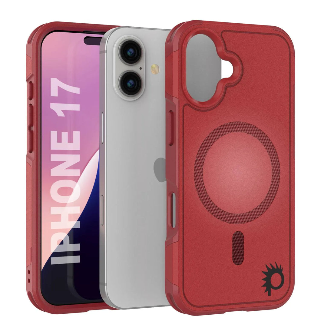 Punkcase iPhone 17 Case, [Spartan 2.0 Series] Couverture lourde robuste claire avec protecteur d'écran intégré [rouge]