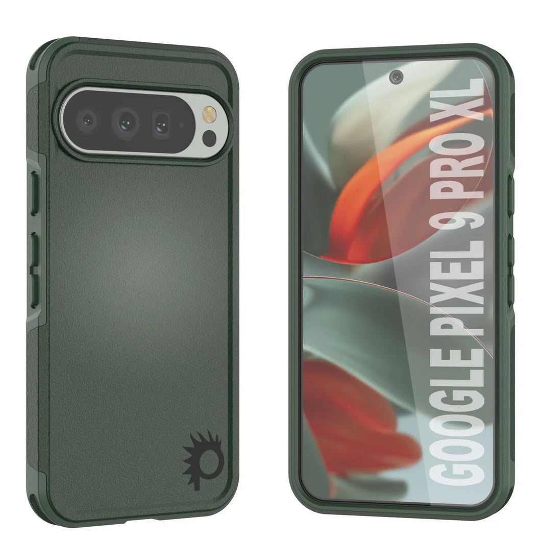Punkcase Google Pixel 9 Pro XL Case, [Spartan 2.0 Series] Couverture lourde robuste claire avec protecteur d'écran intégré [vert foncé]