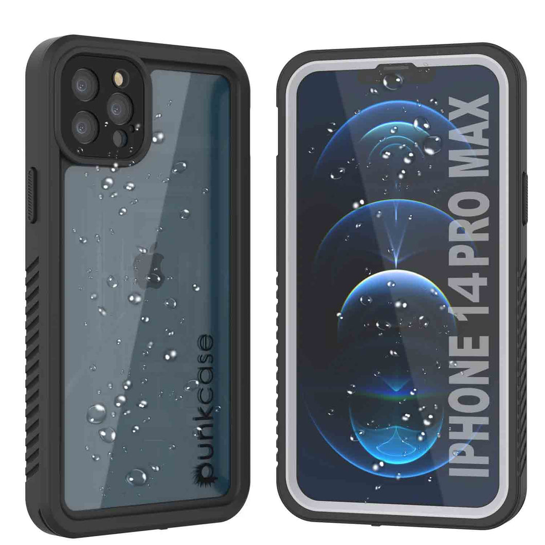 iPhone 14 Pro Max Waterproof Case, Punkcase [Extreme Series] Armor Cover W/ Built In Screen Protector [White] (Color in image: White)