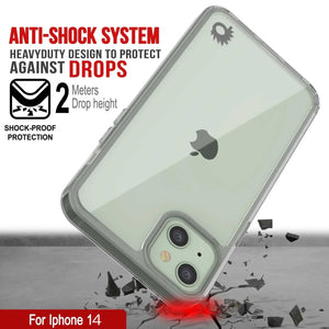 ANTI-SHOCK SYSTEM Re HEAVYDUTY DESIGN TO PROTECT y IN AGAINST DROPS Vy N Meters y A yh height SHOCK-PROOF y 4 y PROTECTION Y y For Iphone 14 (Color in image: black)