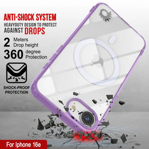 Punkcase iPhone 16e Magnetic Wireless Charging Case [Clearmag Series] [Purple]