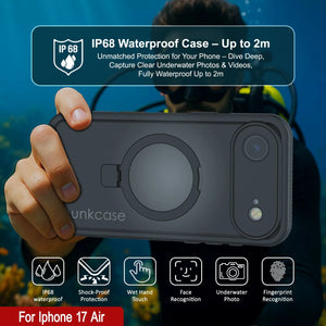 Coque étanche pour iPhone 17 Air [Série Kickstud 2.0] Housse de protection IP68 avec protecteur d'écran et béquille [Gris]