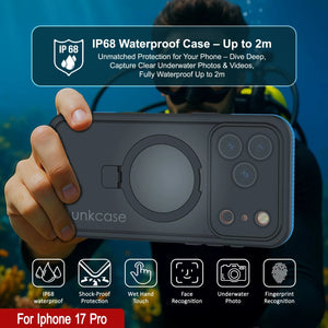 Coque étanche pour iPhone 17 Pro [Série Kickstud 2.0] Housse de protection IP68 avec protecteur d'écran et béquille [Bleu]