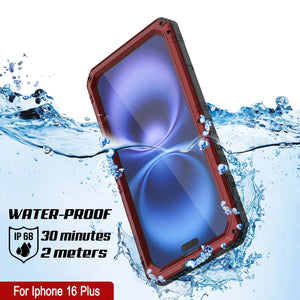 iPhone 16 Plus Metal Extreme 3.0 Série Aluminium Aluminium Aluminium IP68 W / Buillt en protecteur d'écran et kickstand [rouge]